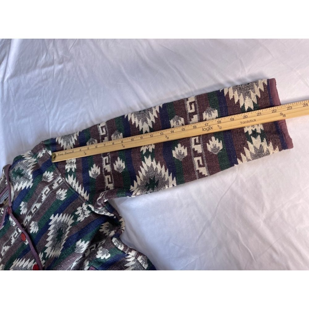 Vintage Jane Ashley Sz L Cotton Aztec Western Button Up Long Sleeve Jacket - Picture 4 of 10